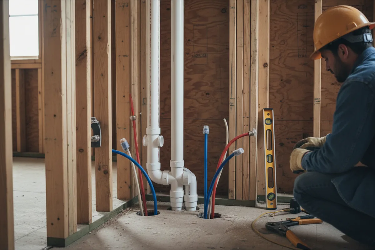 Drain and supply rough-in during Sump Pump Repair in Wenona